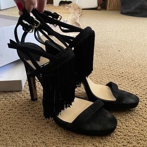 Jimmy Choo Tassel Heels in Black Suede
